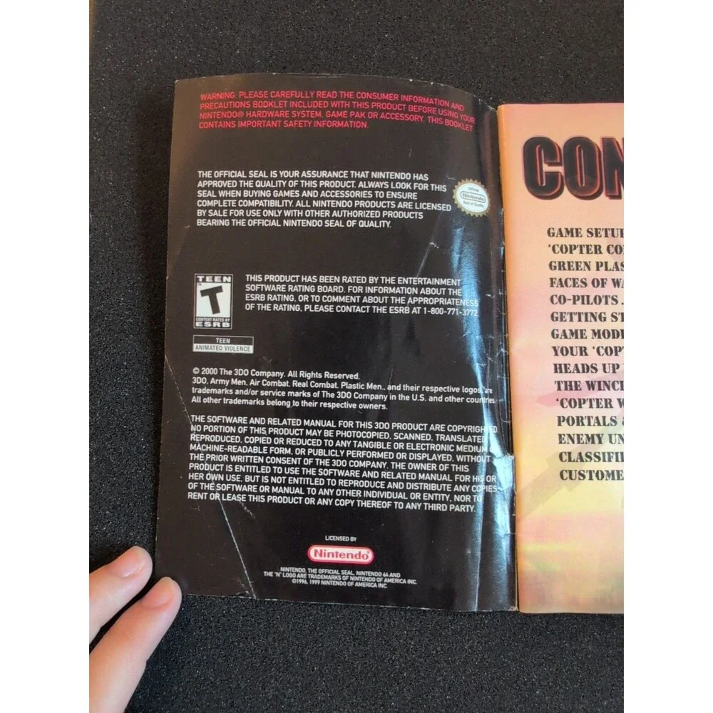 Army Men Air Combat N64 Instruction Manual